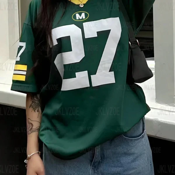 Summer Women's Tshirt No. 27 Couple Tee Breathable Football Jersey High Quanlity Tops Oversized Casual V-neck Tshirt Streetwear